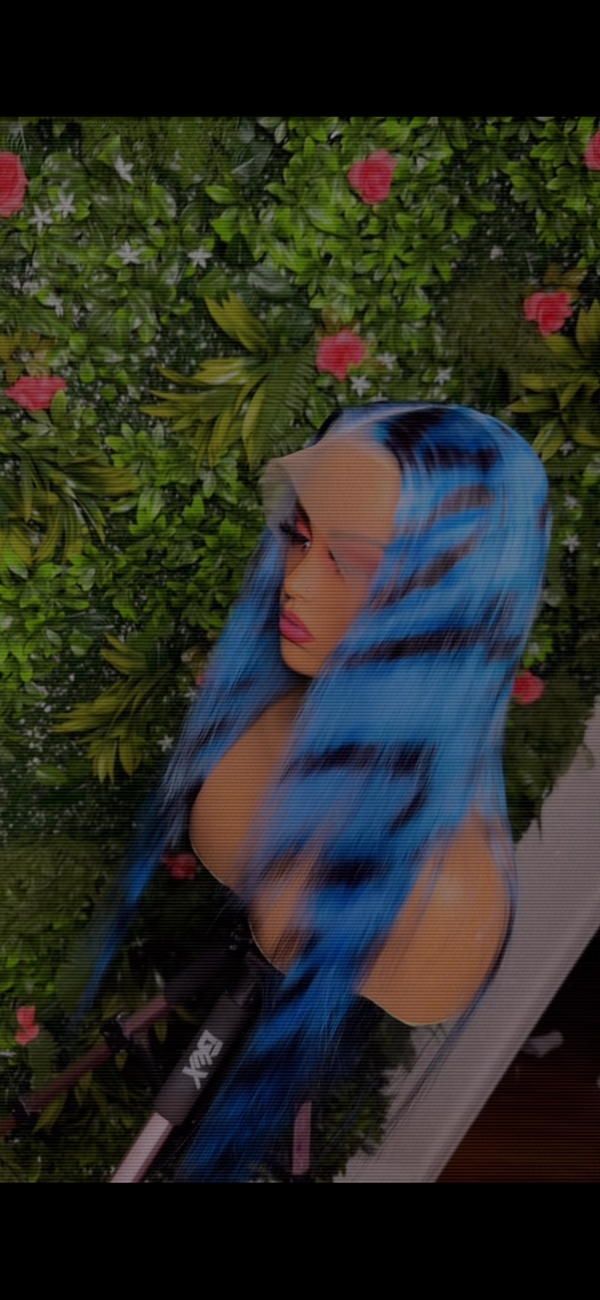 Freestyle Blue printed wig